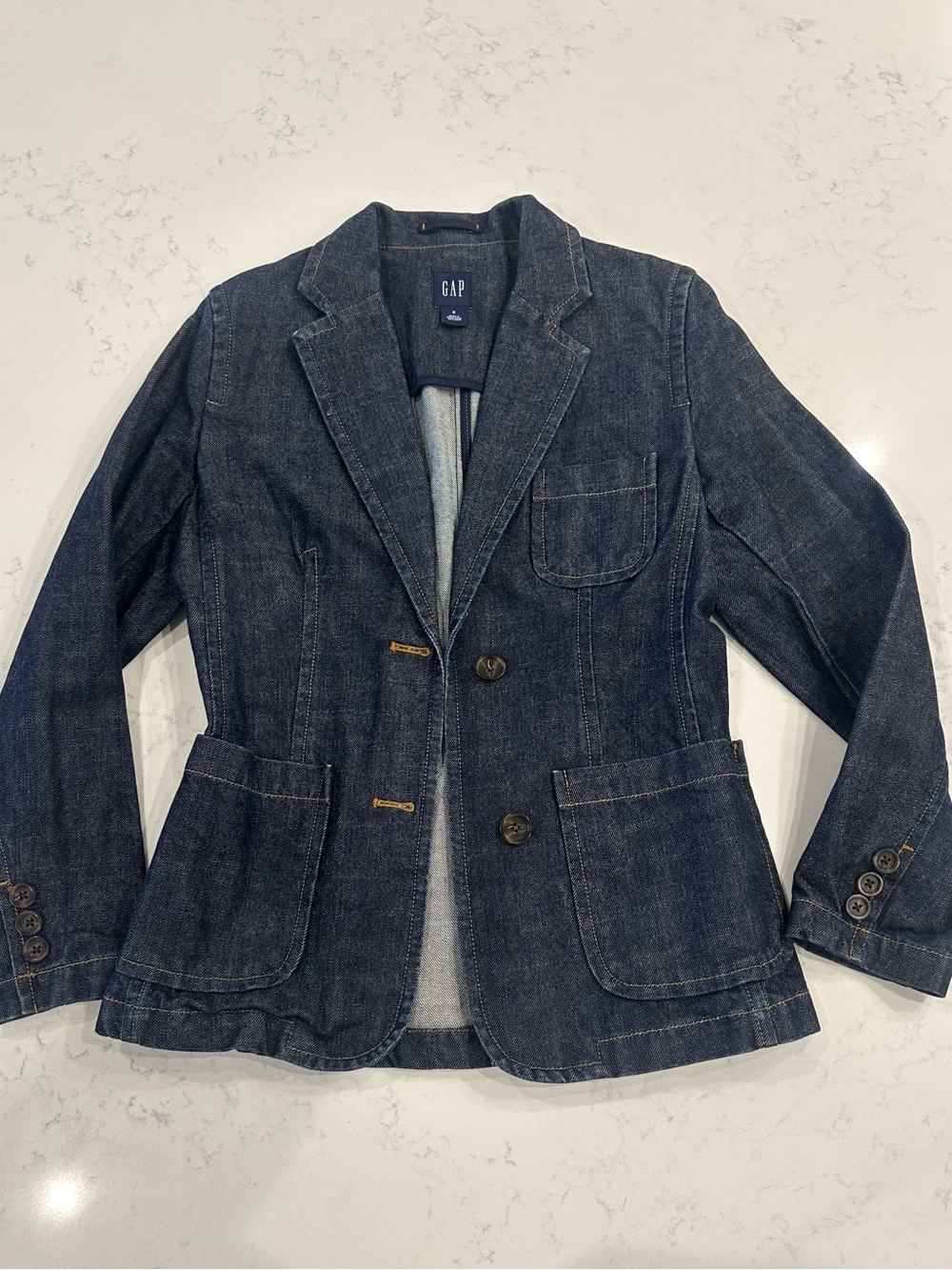 GAP Dark Denim Blazer Jacket - Indigo Blue